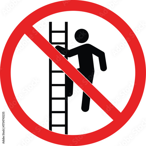 No climbing ladder prohibition sign vector graphic icon illustration scalable eps