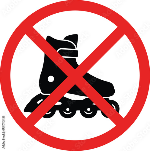 Prohibition sign no rollerblading vector illustration scalable eps icon for general use
