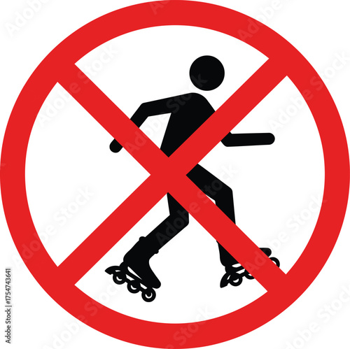 No rollerblading vector icon prohibition sign scalable eps illustration