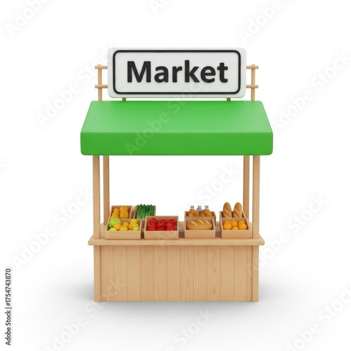 Charming wooden market stall filled with fresh produce, perfect for a small business or local event.