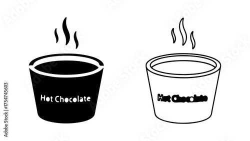 Hot chocolate cups with steam with transparent background