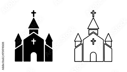 Church building outline with transparent background