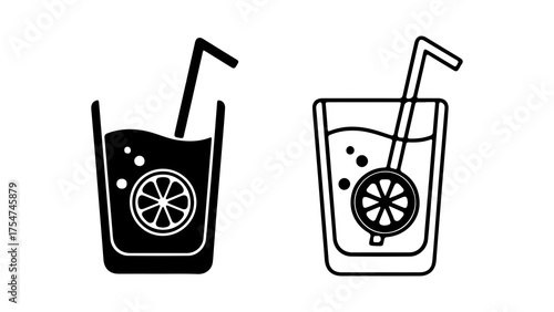 Lemonade drinks with straw with transparent background