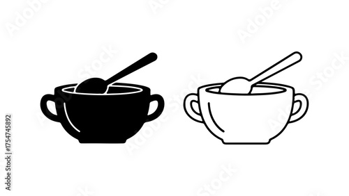 Bowl of cereal with spoon with transparent background