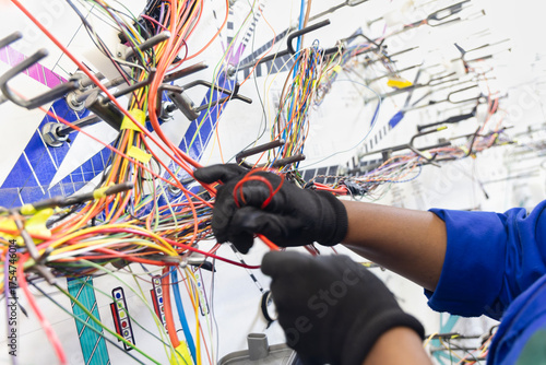 Obraz na plátně factory for electric harness automotive, wiring and connectors harness african a