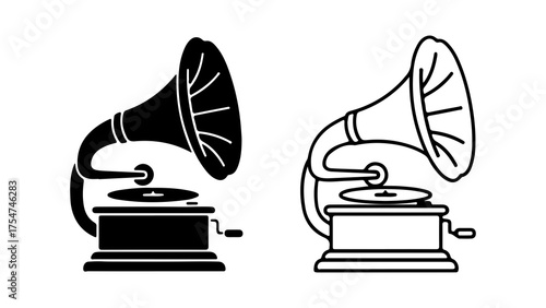 Vintage gramophone with transparent background