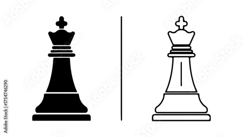 Black and white chess kings with transparent background