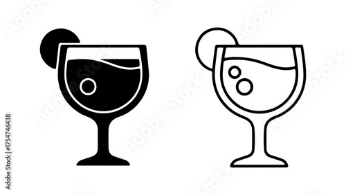 Cocktail glasses with garnish with transparent background