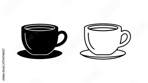 Coffee cup and saucer with transparent background
