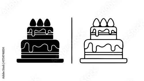 Two tiered cake outline with transparent background