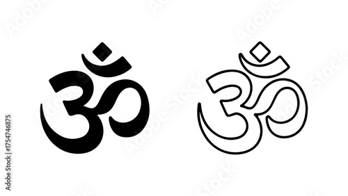 Om symbol set with outline and solid fill