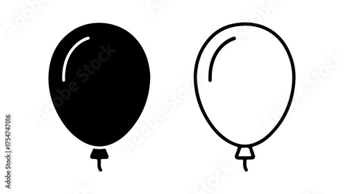 Balloons with outline and solid fill with transparent background