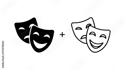 Comedy and tragedy masks with transparent background