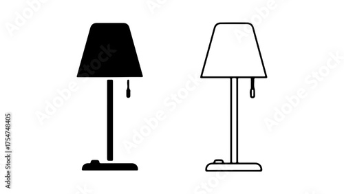 Table lamps with outline and solid fill with transparent background