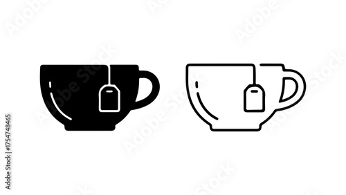 Tea cup with tea bag with transparent background