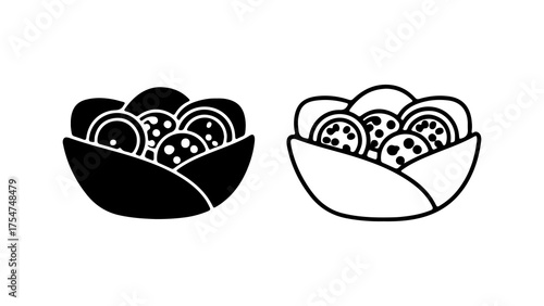 Shawarma wrap outline with transparent background