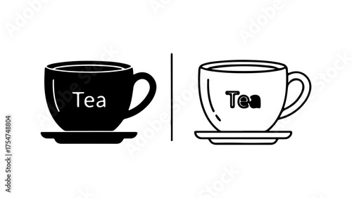 Tea cups with text and transparent background