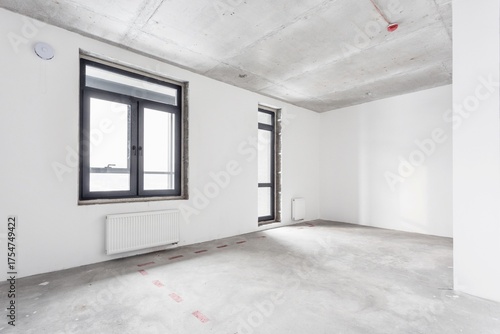 nterior of the apartment without decoration in gray colors