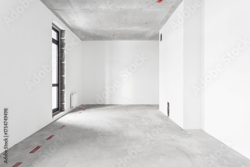 nterior of the apartment without decoration in gray colors