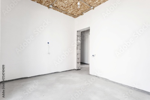 nterior of the apartment without decoration in gray colors