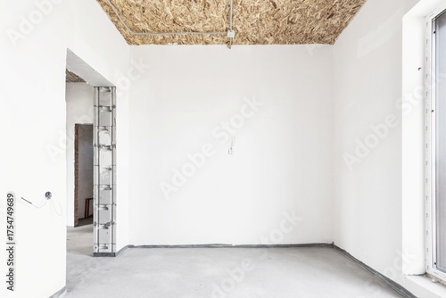 nterior of the apartment without decoration in gray colors