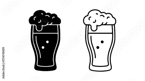 Beer glass outline with transparent background