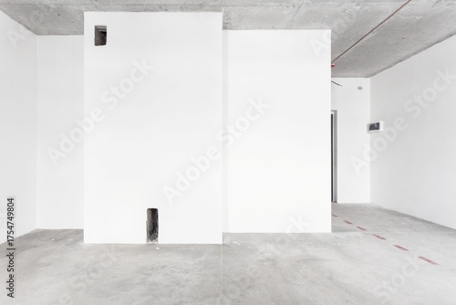 nterior of the apartment without decoration in gray colors