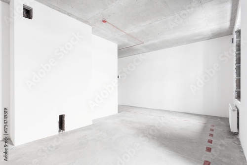nterior of the apartment without decoration in gray colors