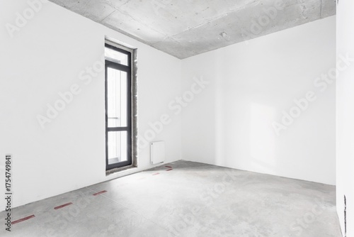nterior of the apartment without decoration in gray colors