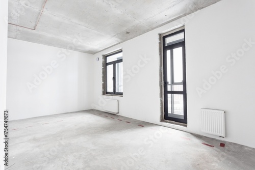 nterior of the apartment without decoration in gray colors