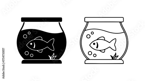 Fishbowl with goldfish with transparent background