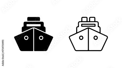 Ship front view outline with transparent background