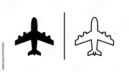 Airplane icon set with transparent background