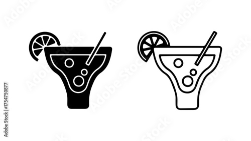 Cocktail with citrus slice and transparent background