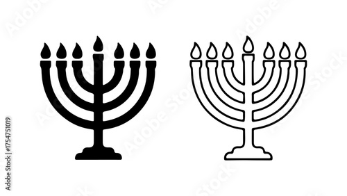 Hanukkah menorah outline with transparent background