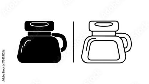 Inkwell set with outline and solid fill with transparent background