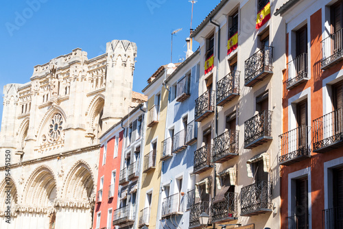 Cathedral and old buildingd in Plaza Mayor, Cuenca, Spain