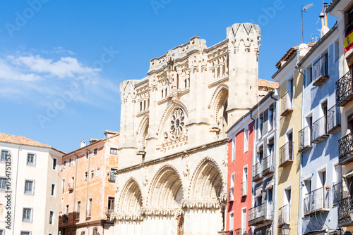 Cathedral and old buildingd in Plaza Mayor, Cuenca, Spain