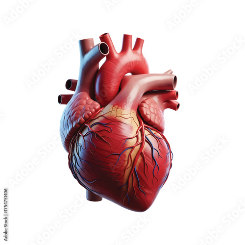 Detailed 3D Illustration of a Human Heart with Anatomical Accuracy for Medical and Educational Use