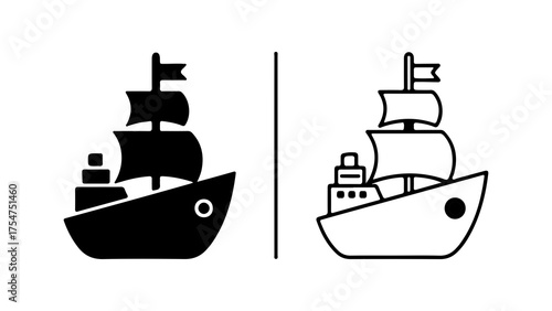 Sailing ship icon with transparent background