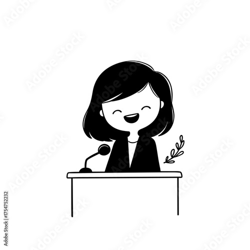 President. President simple black and white line art vector logo