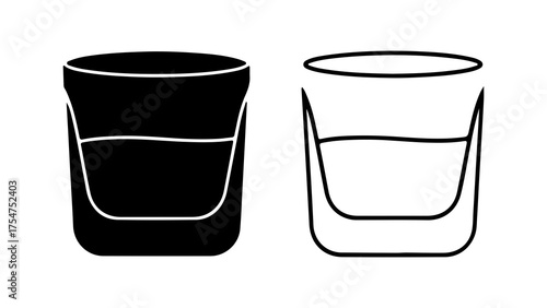 Shot glasses with outline and solid fill with transparent background