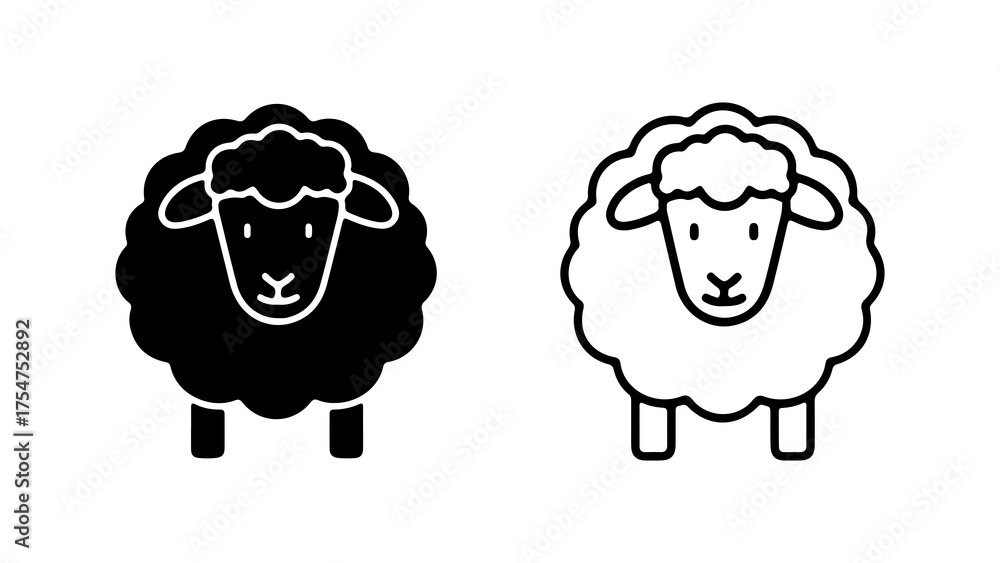 Obraz premium Sheep icon set with transparent background