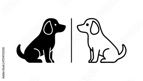 Dog icons with outline and solid fill with transparent background