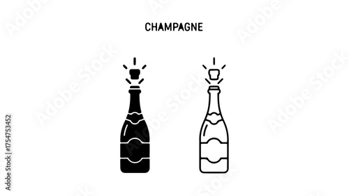 Champagne bottle popping with transparent background