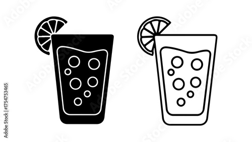 Drink with lemon slice with transparent background