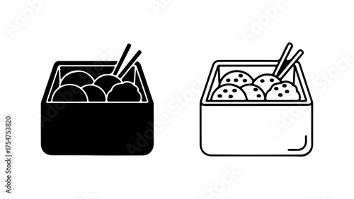 Japanese bento box with chopsticks with transparent background