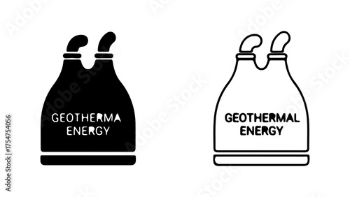 Geothermal energy plant icons with transparent background