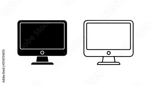 Computer monitors with outline and solid fill with transparent background