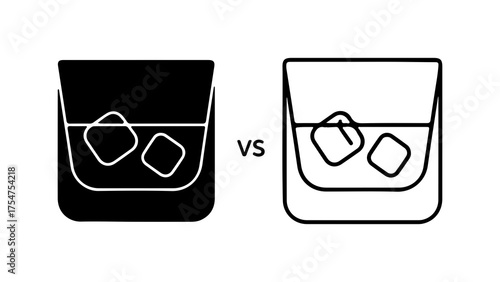 Drinks with ice comparison with transparent background
